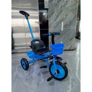 Kids Tricycle - Pink With Push Handle Blue Black - main view