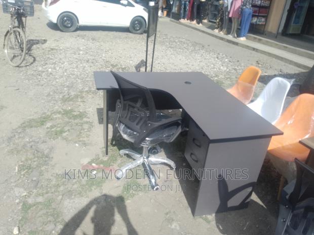 L Shaped Desk 4×4 Gray and Mesh Chair - main view