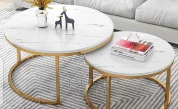 White Nesting Coffee Table Marble Effect (MDF)
