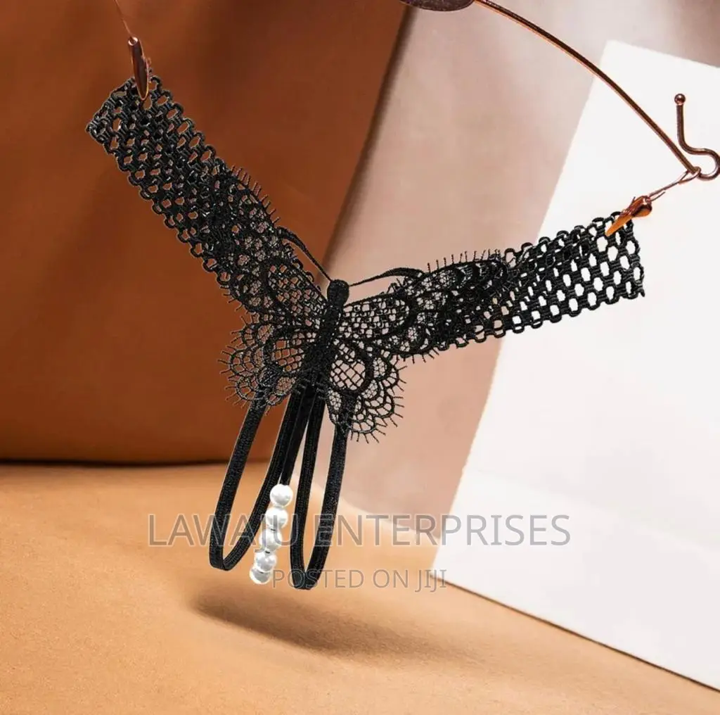 Butterfly Design Thong With Pearls
