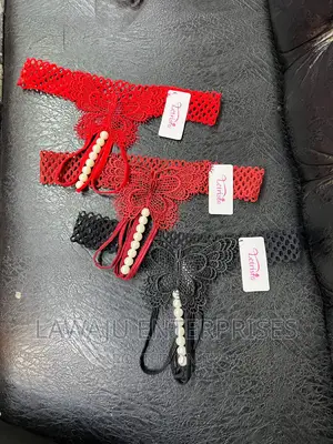 Butterfly Design Thong With Pearls