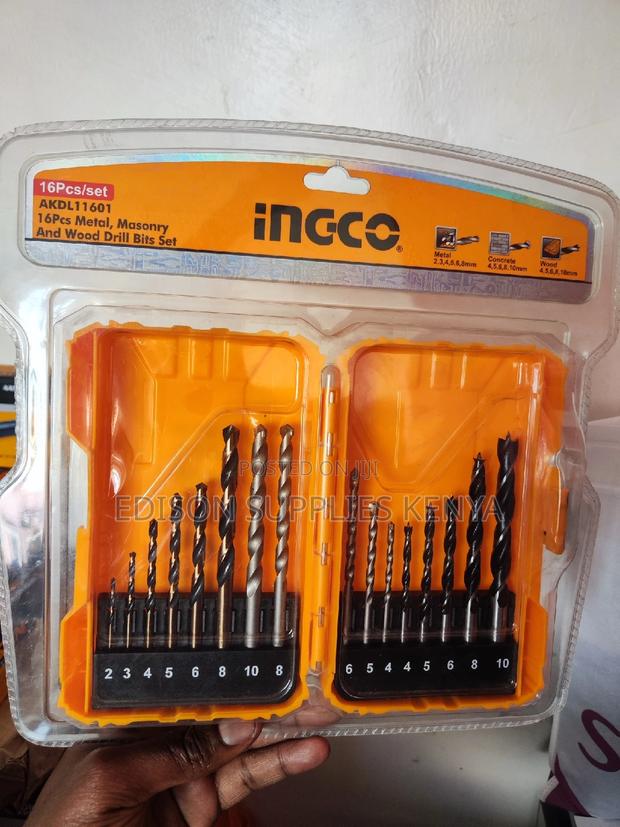 Ingco Drill Bits 16pcs Metal, Masonry, Wood Drill Bits