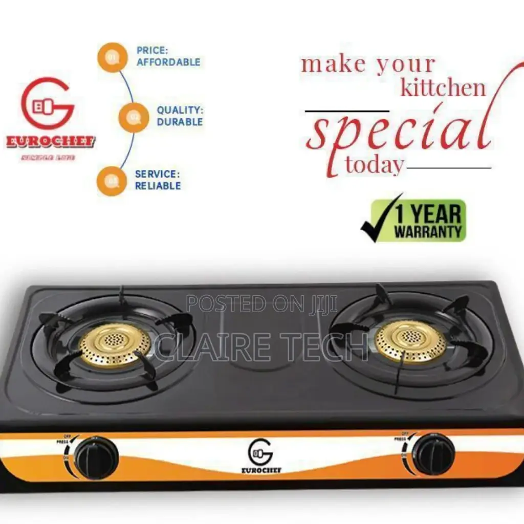 Black Eurochef 2 Burner Table Top Cooker