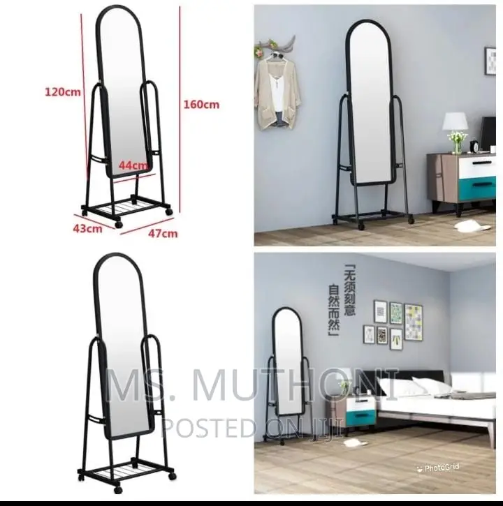 *Portable Dressing Mirror Black White Pink Height 160cm