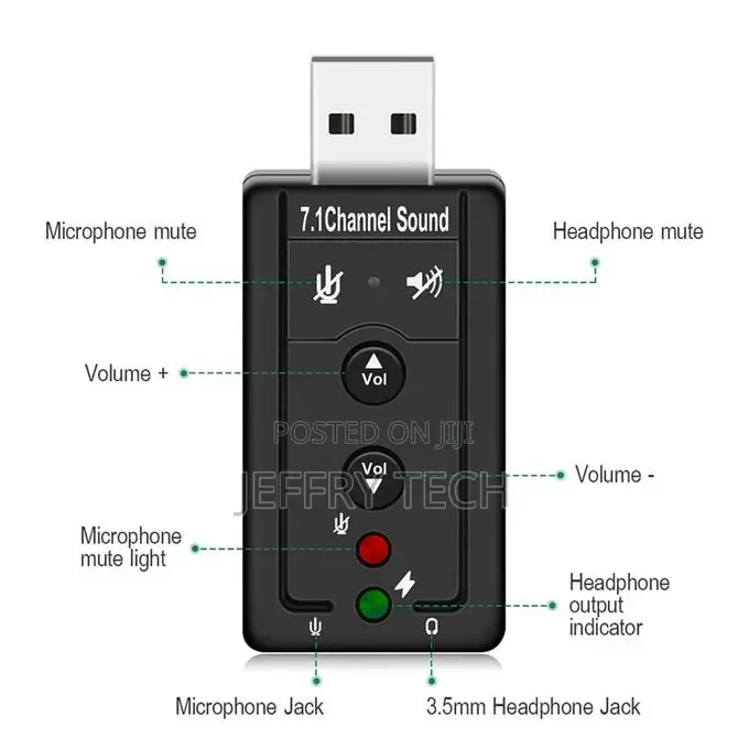 General USB Virtual Sound Adapter External 7.1 Buspowered So