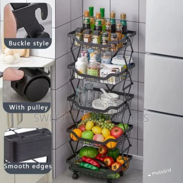 5layer Mettalic Advanced Foldable Fruit Rack, Rack - main view