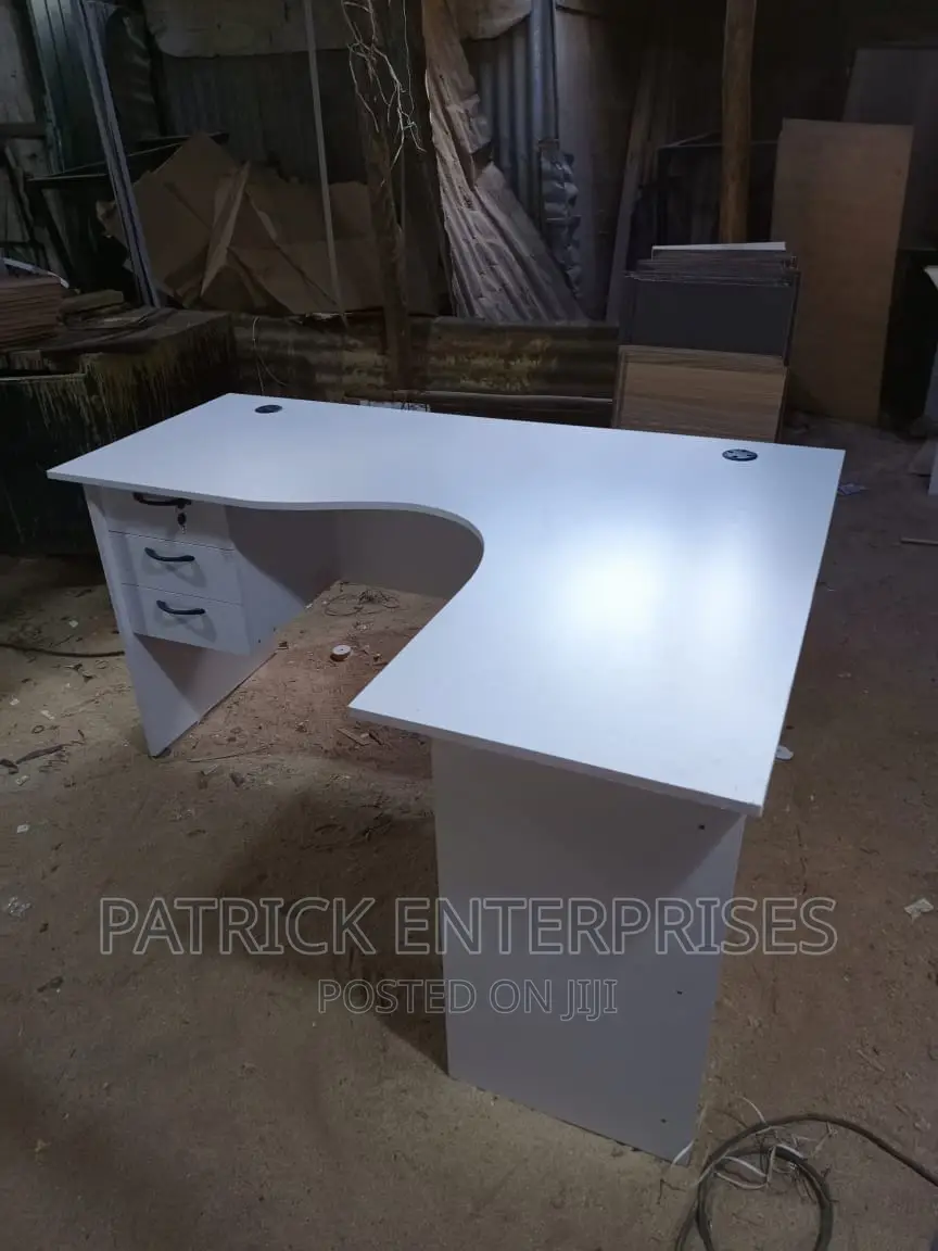 Lshaped Office Desk 4 by 4 Fitts All White