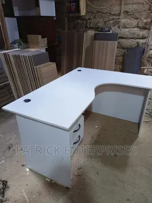 Lshaped Office Desk 4 by 4 Fitts All White