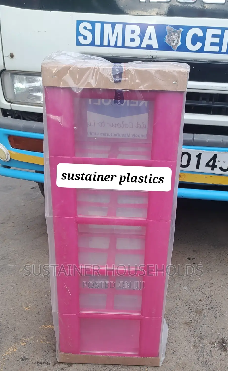 Pink 5 Storey's Plastic Drawer