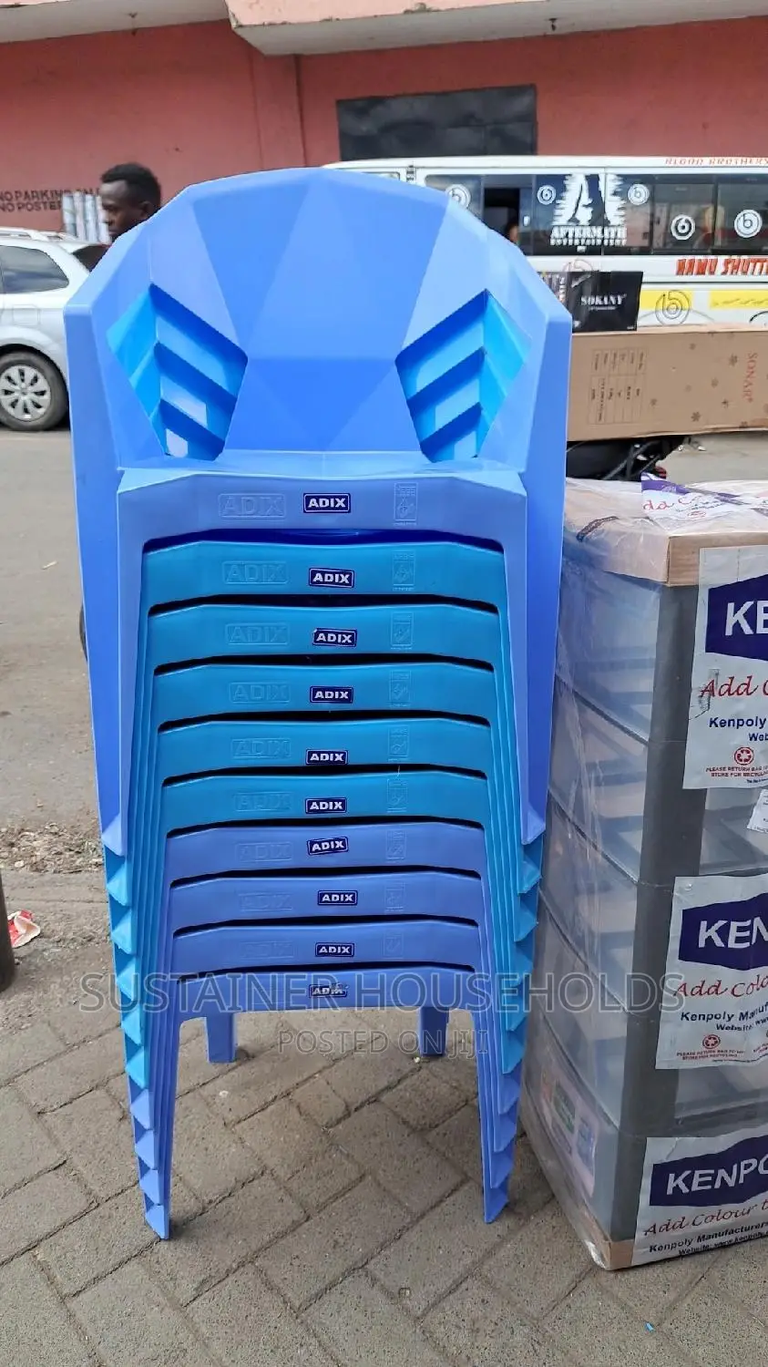 Mixed Blue Plastic Chairs Now Available at 900