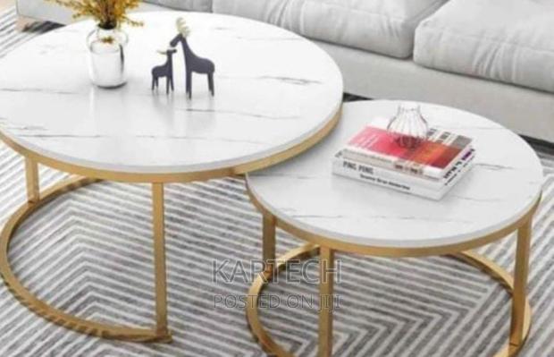 White Nesting Coffee Table Marble Effect