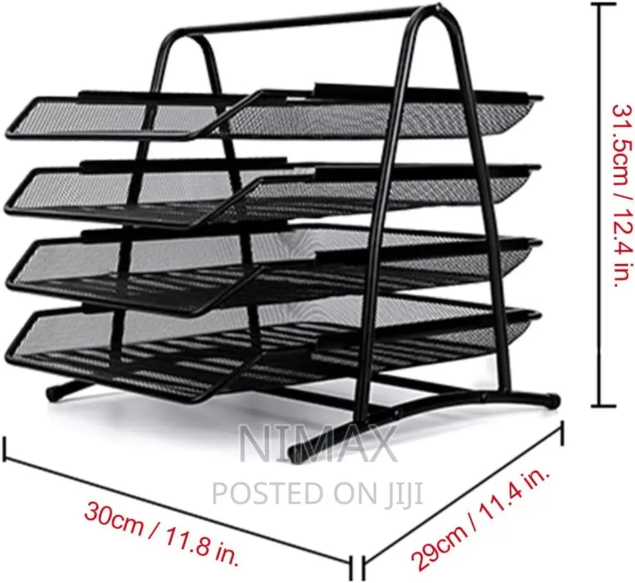4 Tier Metal Mesh Desk Organizer File Rack Letter Tray A4 Pa