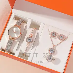 5in1 Ladies Gift Sets Watch
Necklace
Earrings
Bracelet 
Ring