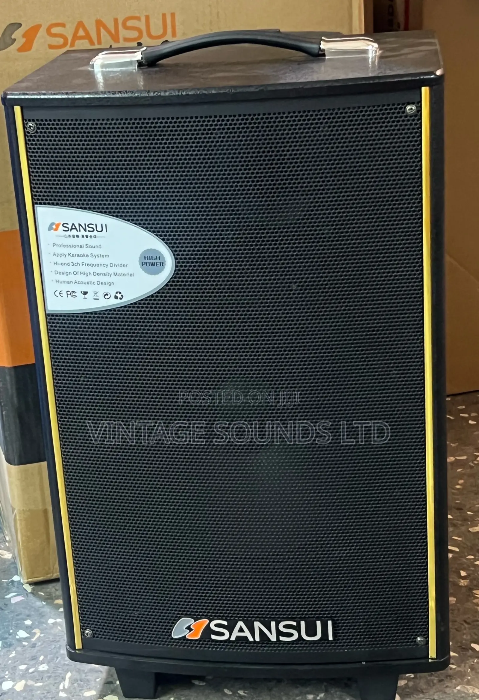 Sansui 12inch Active Portabletrolley Powered Speaker