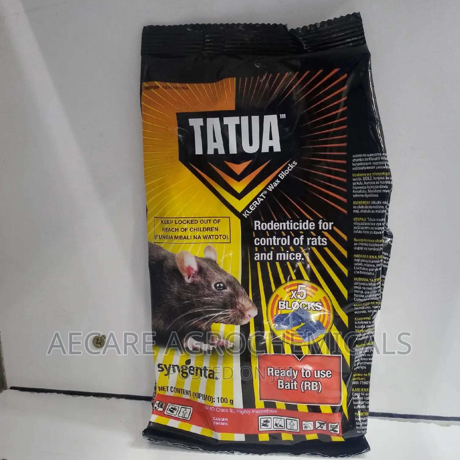 Tatua Rodenticide for Rats and Mice Control 100G (5 Blocks)