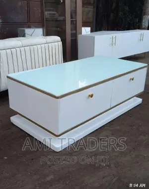 Glass Top White Coffee Table