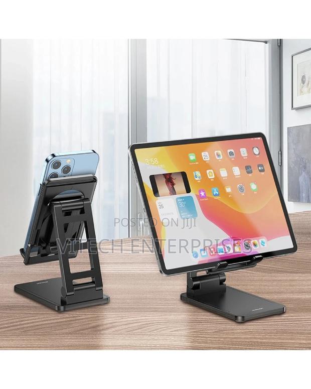 Desktop Foldable Telescopic Phone Holder - Black - thumbnail 3