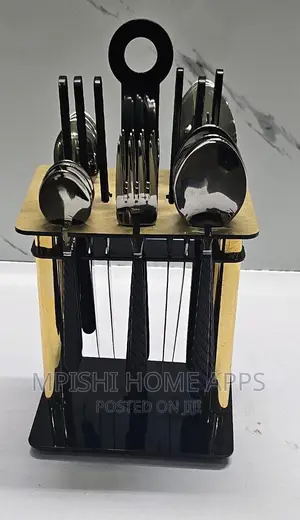 24pc Cutlery Set Gold Stand In Box