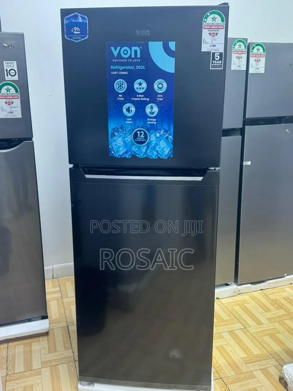 Von 138litres Fridge Double Door( Black Colour)