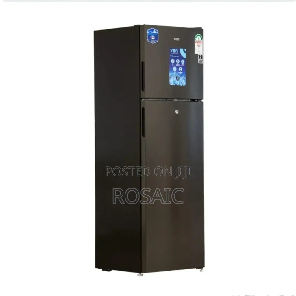 Von 168l Double Door Fridge ( Black)