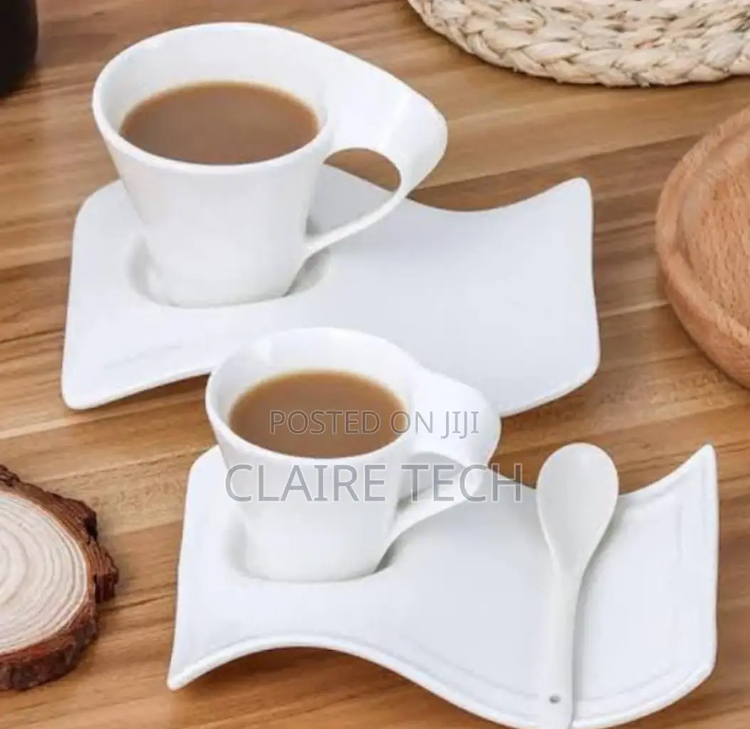 White Cup Saucer Coffee Set 