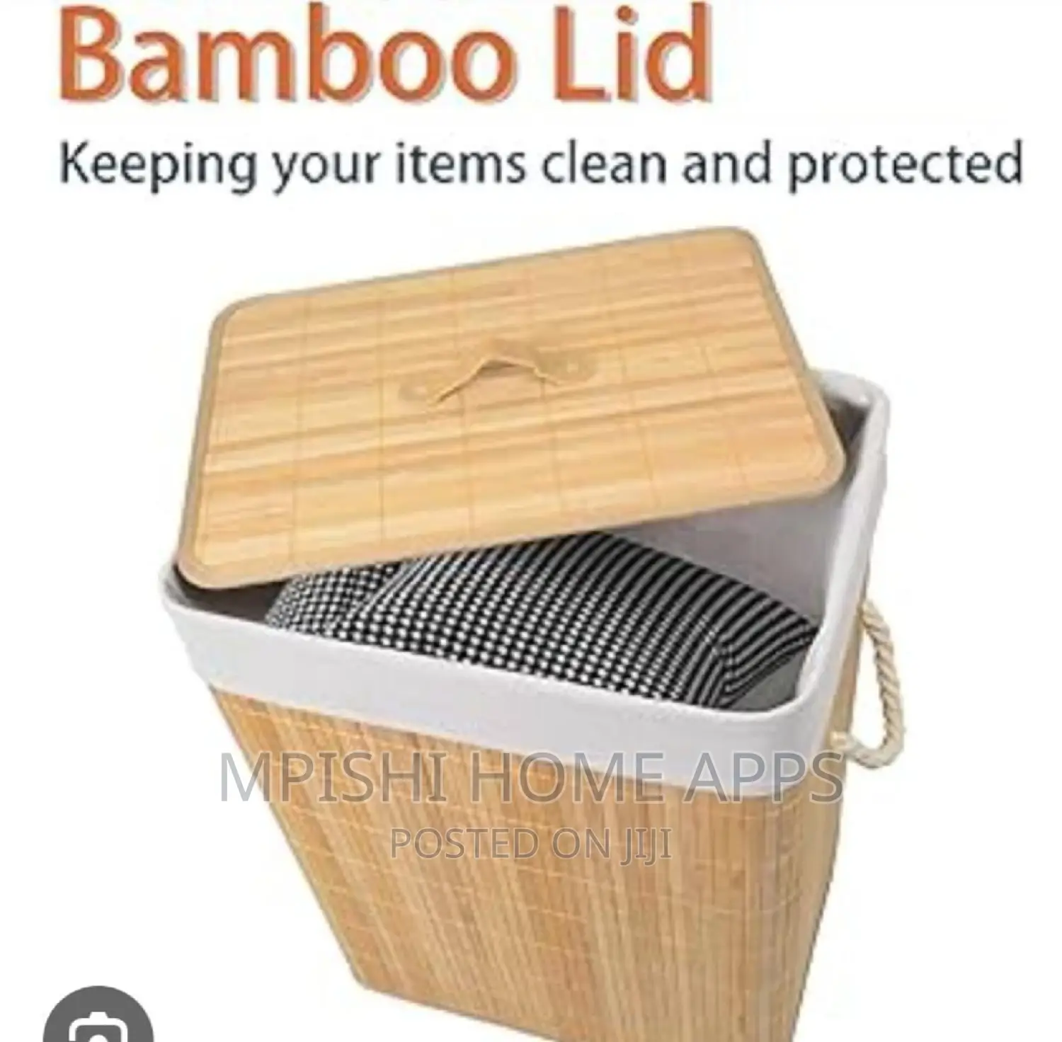 100L Bamboo Laundry Basket With Flip Lid -