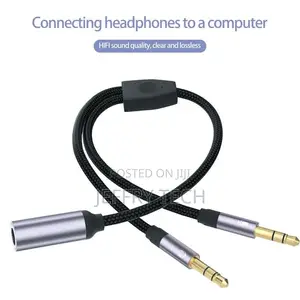 Headphone Adapter Cable Dual 3.5mm Male Microphone Audio To