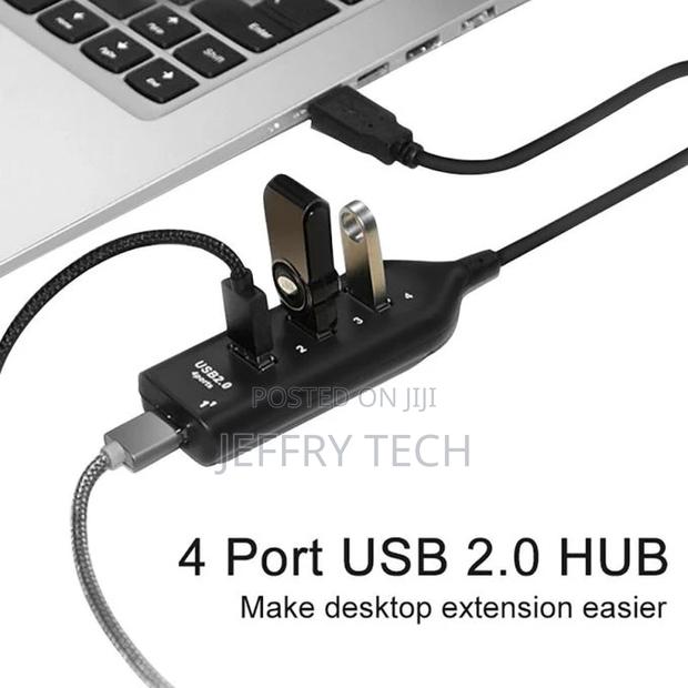 Portable 4 Ports USB 2.0 Super Speed 480mbps Hub-Black - thumbnail 2