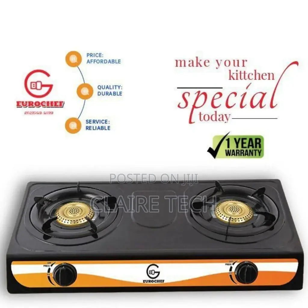 Eurochef 2 Burner Mettalic Cooker - Black 