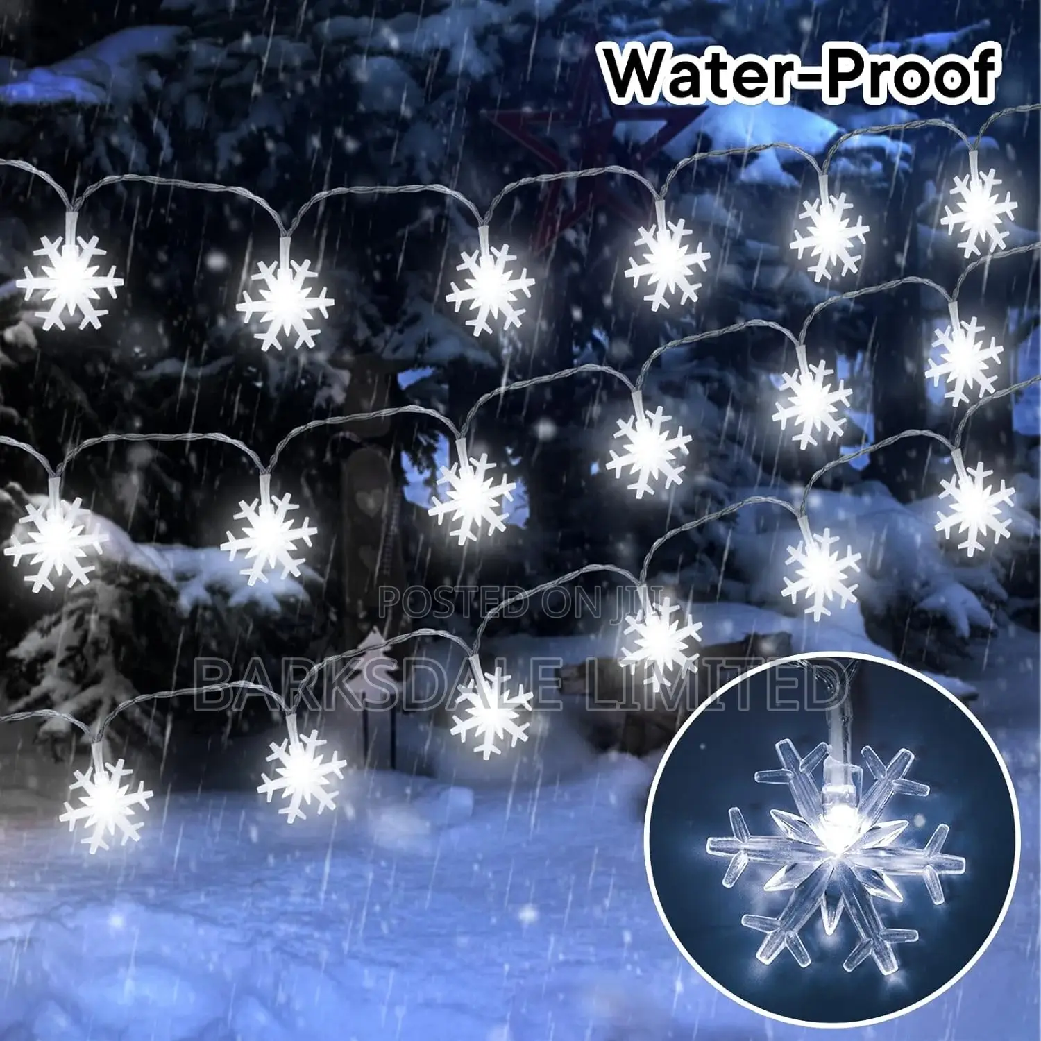 Whi Snowflake String Christmas Lights 3M LED Fairy 240v Xmas