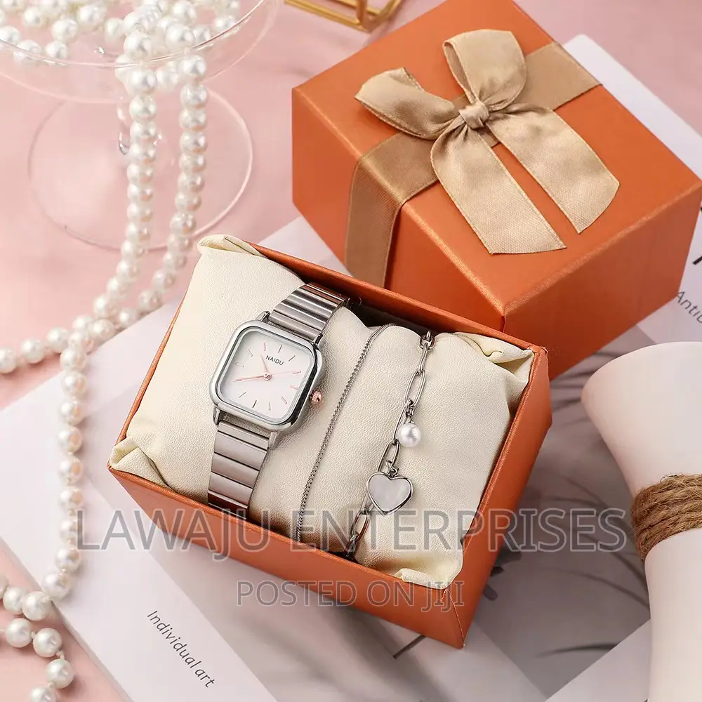 Silver Watch Ladies Combo Set