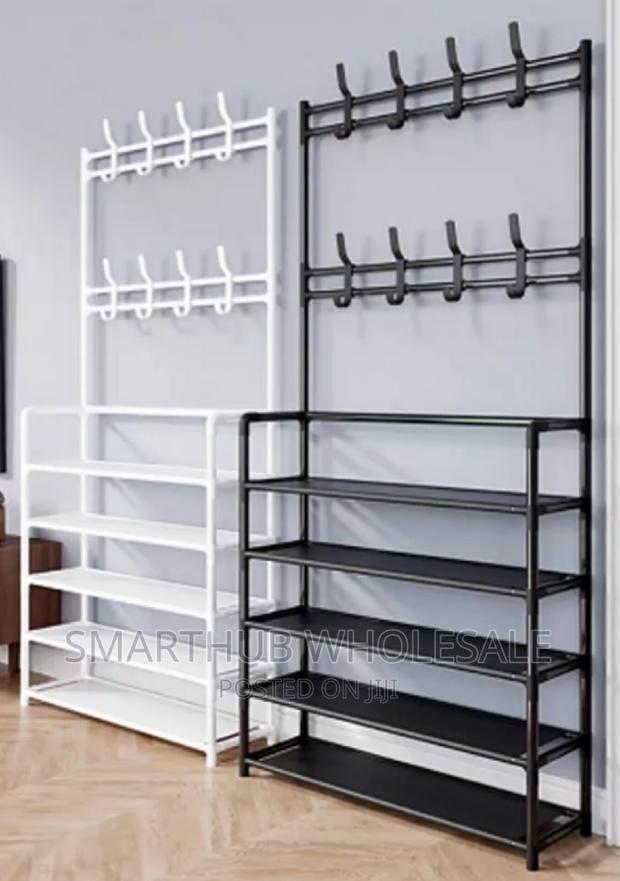 Shoe Rack With Hanger White and Black