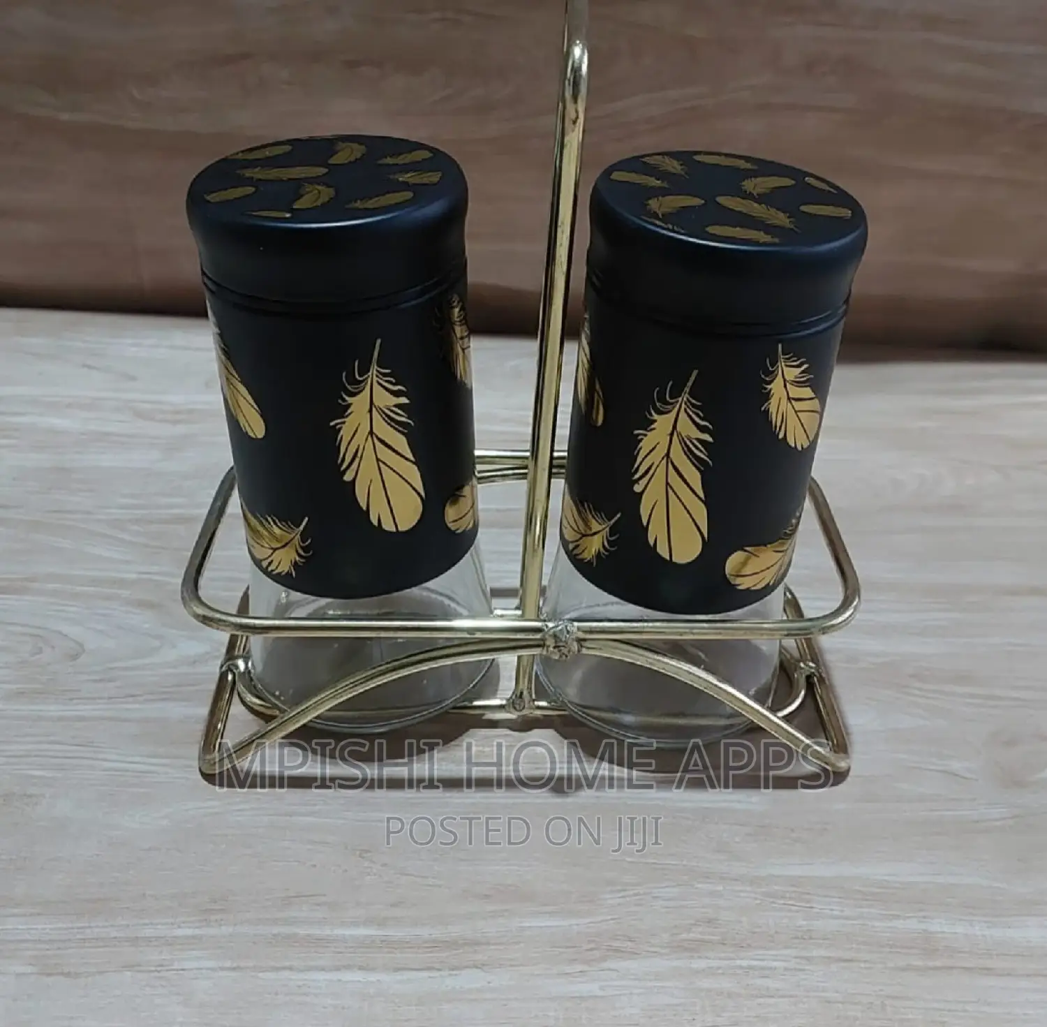 2pcs Marble Profile Glass Salt Shaker +1stand