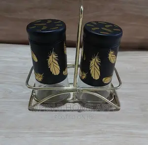 2pcs Marble Profile Glass Salt Shaker +1stand
