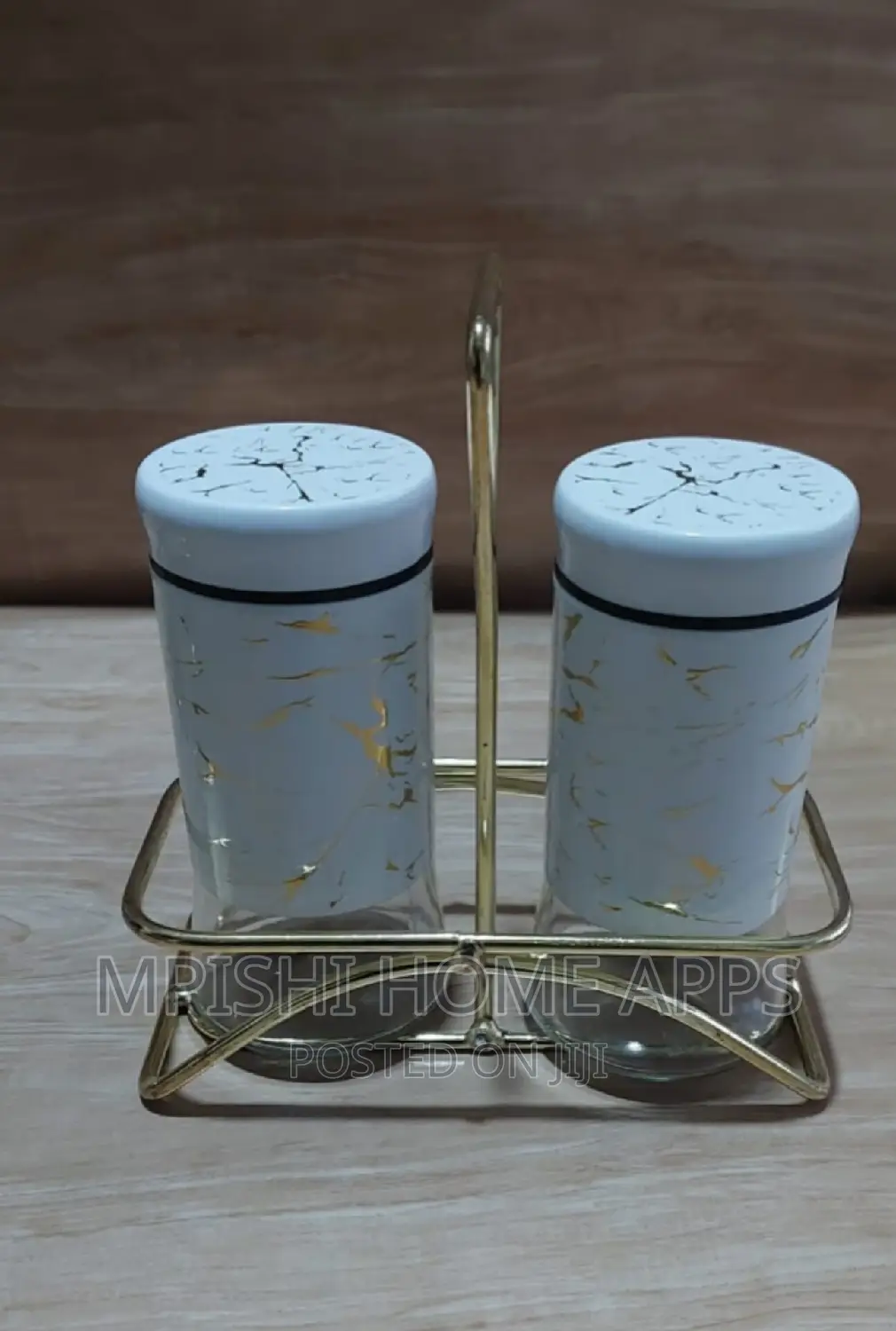 2pcs Marble Profile Glass Salt Shaker +1stand