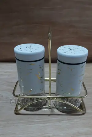 2pcs Marble Profile Glass Salt Shaker +1stand