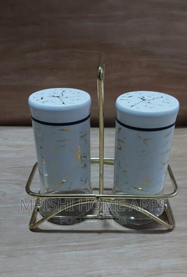 2pcs Marble Profile Glass Salt Shaker +1stand - thumbnail 2