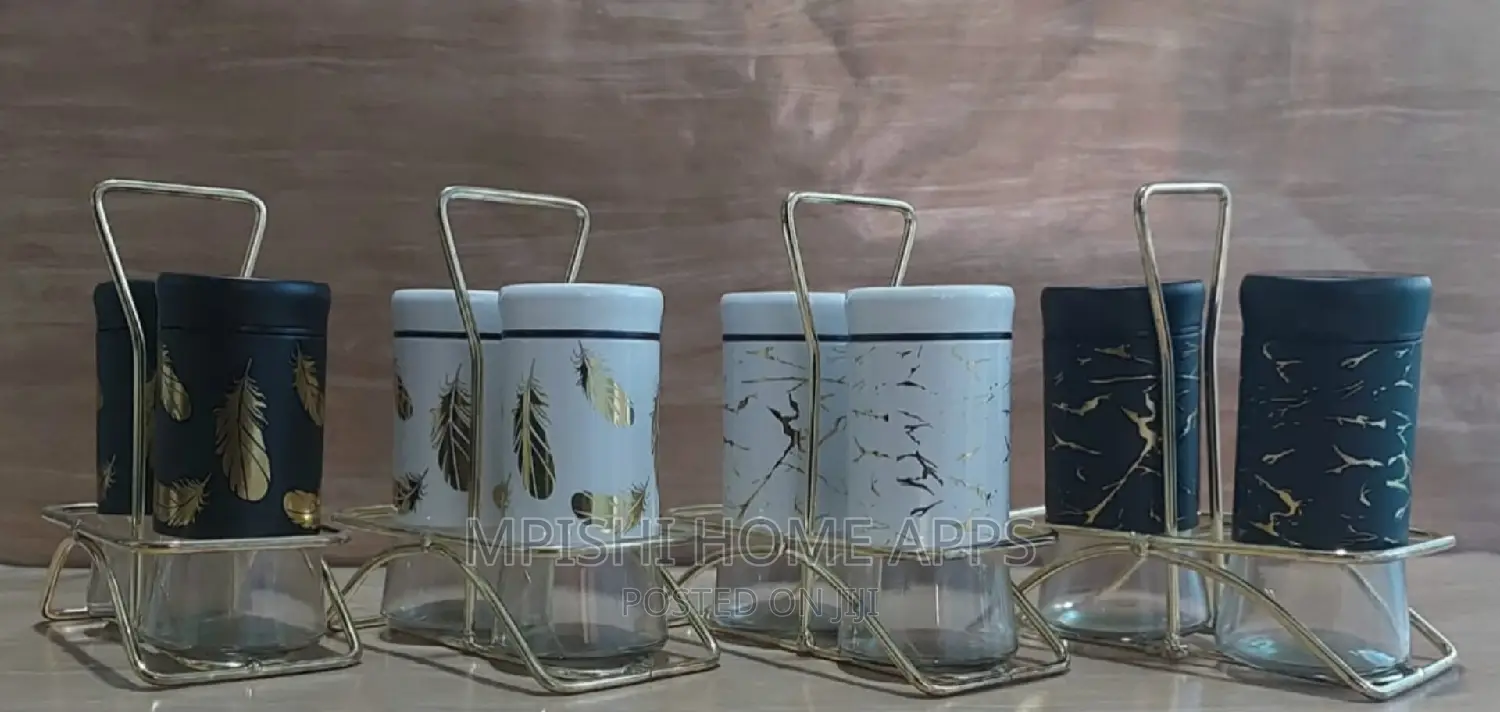 2pcs Marble Profile Glass Salt Shaker +1stand