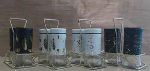 2pcs Marble Profile Glass Salt Shaker +1stand