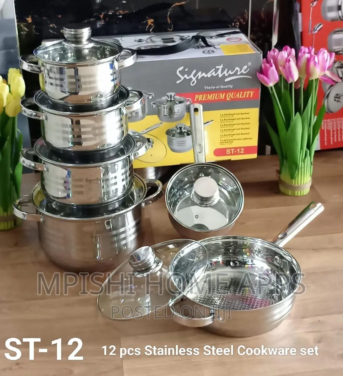 12 PCS Induction Base Stainless Steel Cookware Set