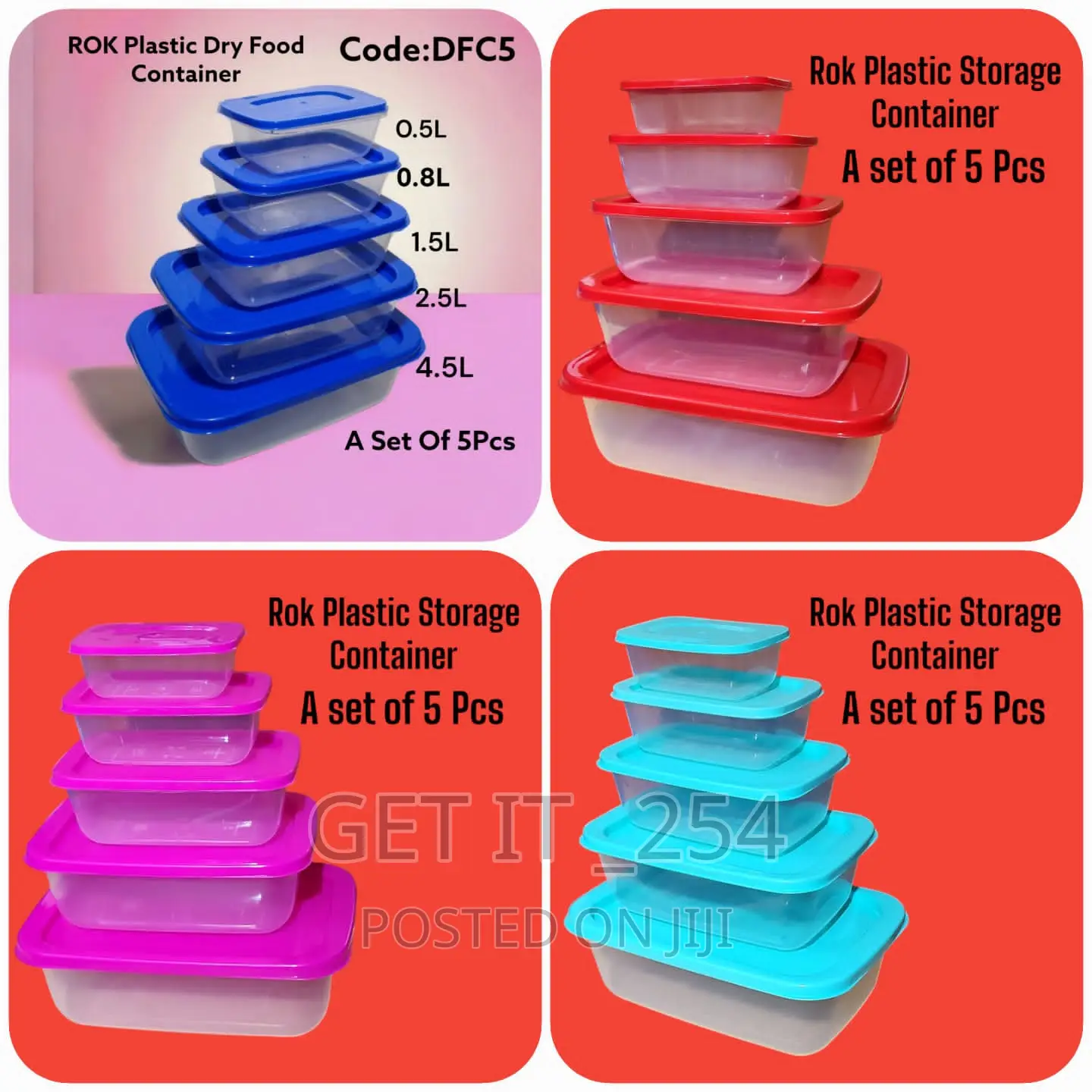 DFC5 Rok Plastic Dry Food Container a Set of 5pcs.