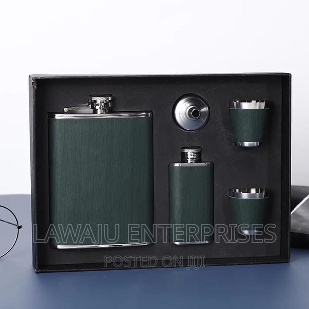 Green Portable Flagon Hip Flask Set - thumbnail 2