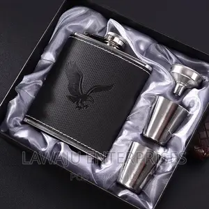 Black Leather Cover Whiskey Flask