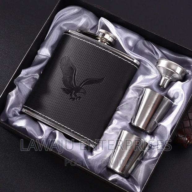 Black Leather Cover Whiskey Flask