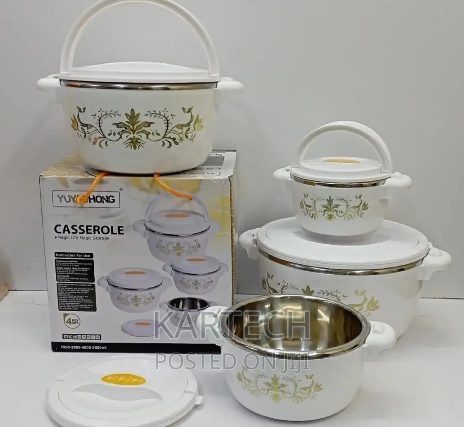 4pcs Set White Casserole Hotpots