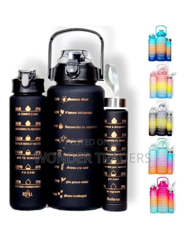 Black Themed Motivational Water Bottle 3 Set - main view
