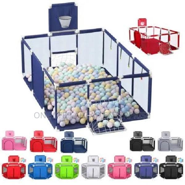 Basketball Hooked Rectangular Playpen Fence - main view