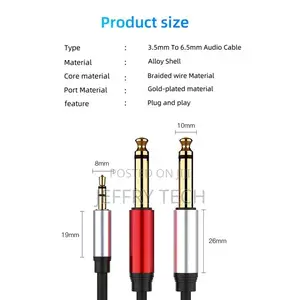 3.5mm to Dual 6.5mm Adapter Jack Audio Cable 3.5 to 6.5 AUX