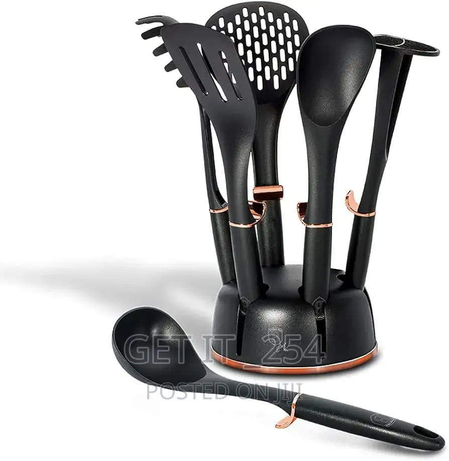 Haus Roland Rotating Stand 7pc Silicone Kitchen Utensil Set