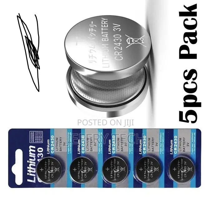 CR2430 Battery, Lithium, Tear Strip (5 Batteries) Also Reffe